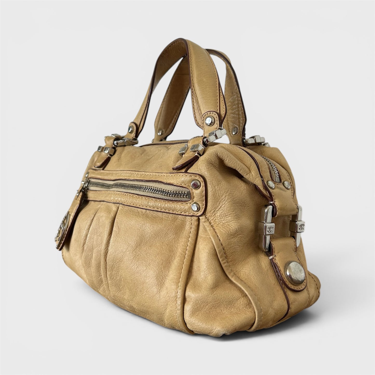 Roberto Cavalli Tan Leather Handbag