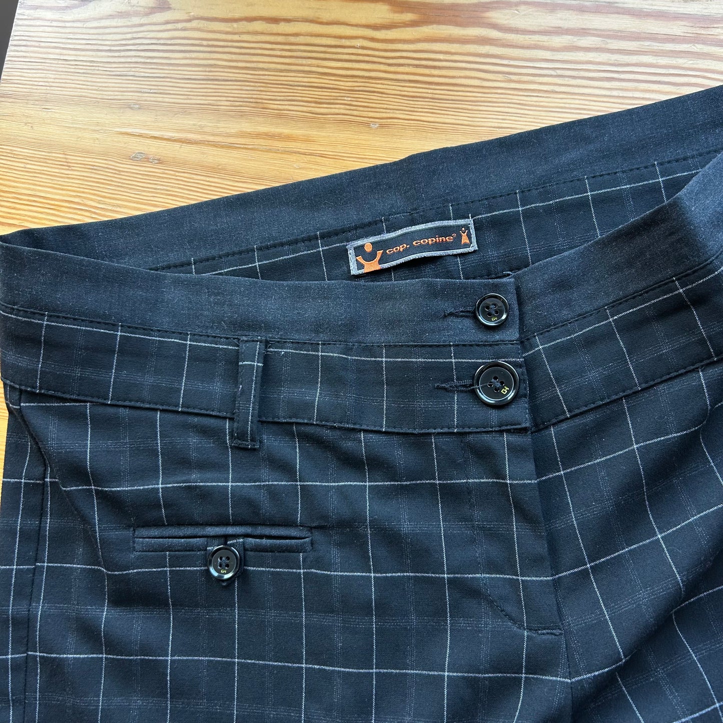 Cop Copine Black Checkered Capris - L