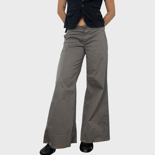 Cop Copine Grey Wide-Leg Trousers - Size M