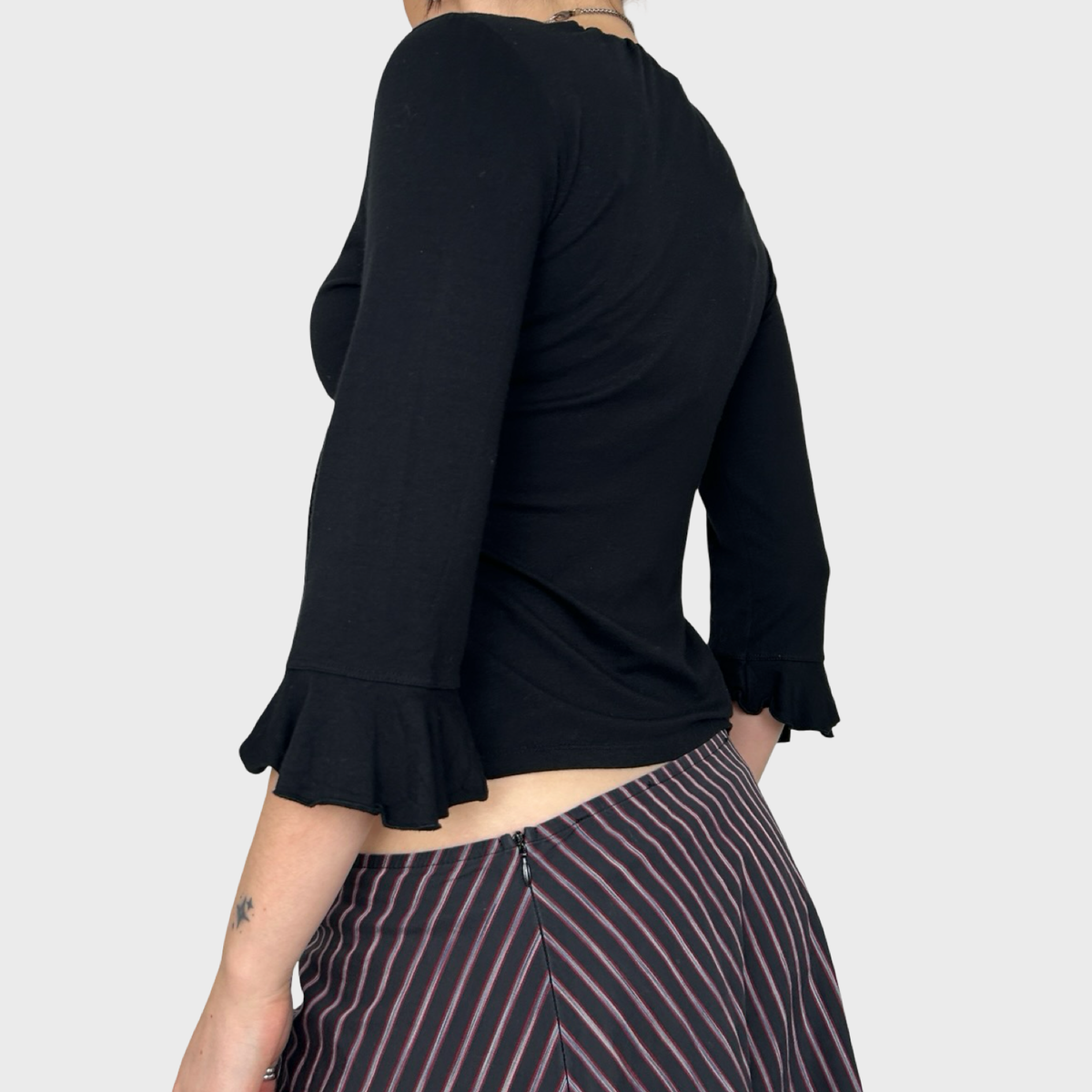 Cop Copine Black Slinky Toggle Tie Side Top - M