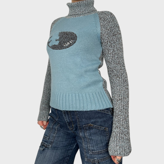Vintage Teddy Roll Neck Knit Jumper - S