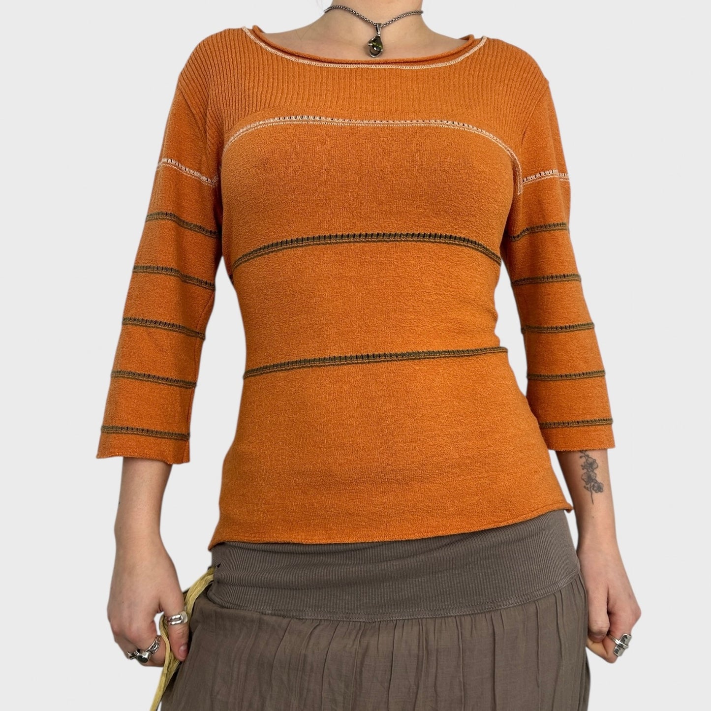 Cop Copine Orange Corset Tie Back Jumper - M