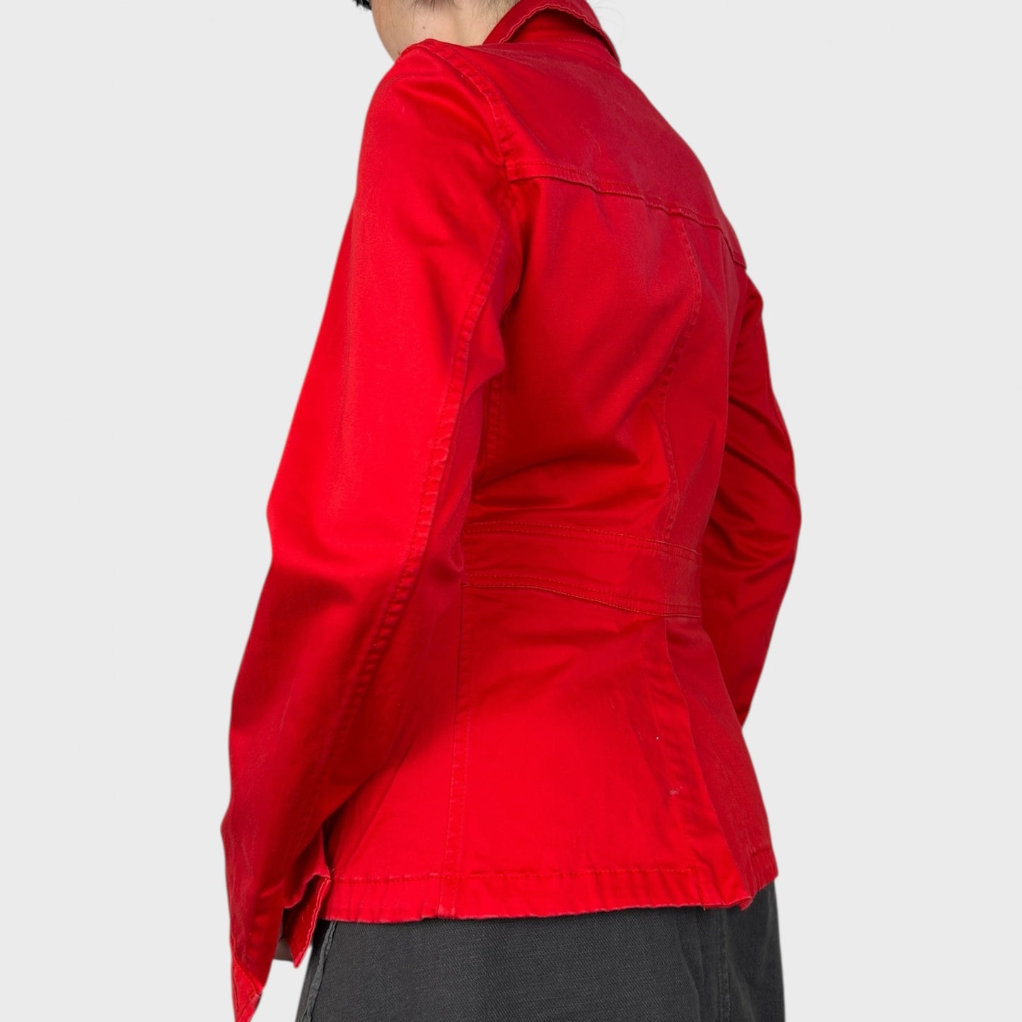 Red Double-Breasted Collared Jacket - M