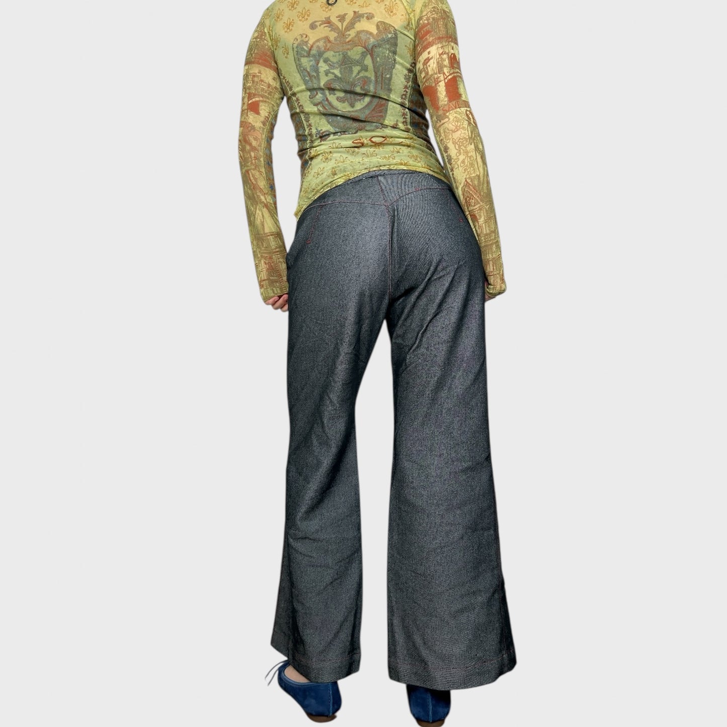 Cop Copine Grey Trousers With Red Details - M