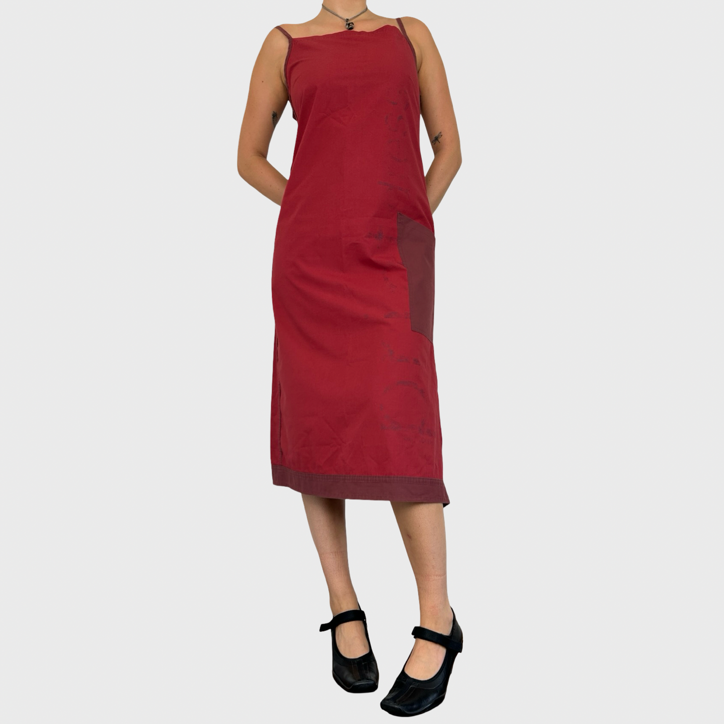 Cop Copine Red Two Tone Midi Dress - M
