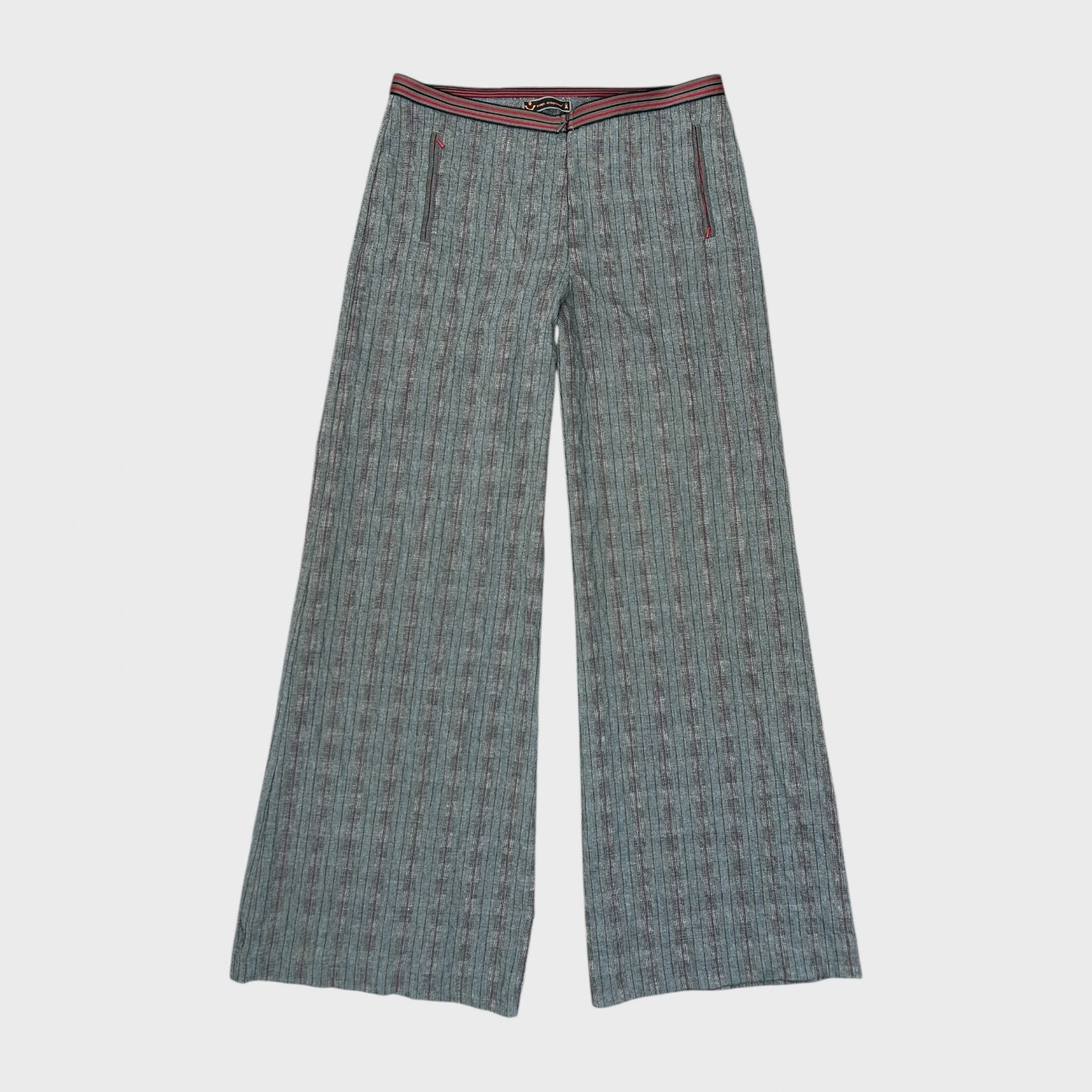 Cop Copine Wide Leg Pinstripe Trousers - M/L