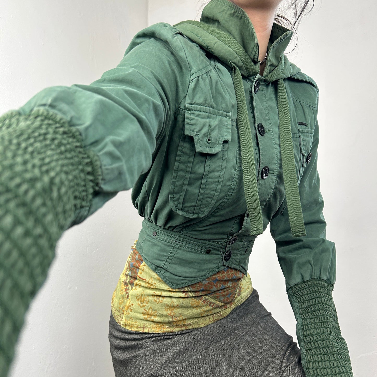 Diesel Khaki Button Hood Jacket - XS