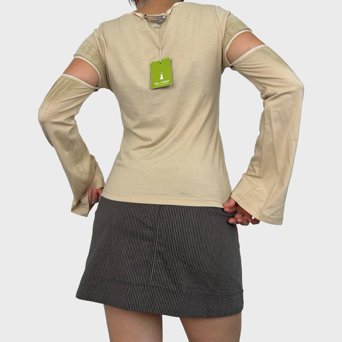 Cop Copine BNWT Beige Top with Detachable Sleeves - M