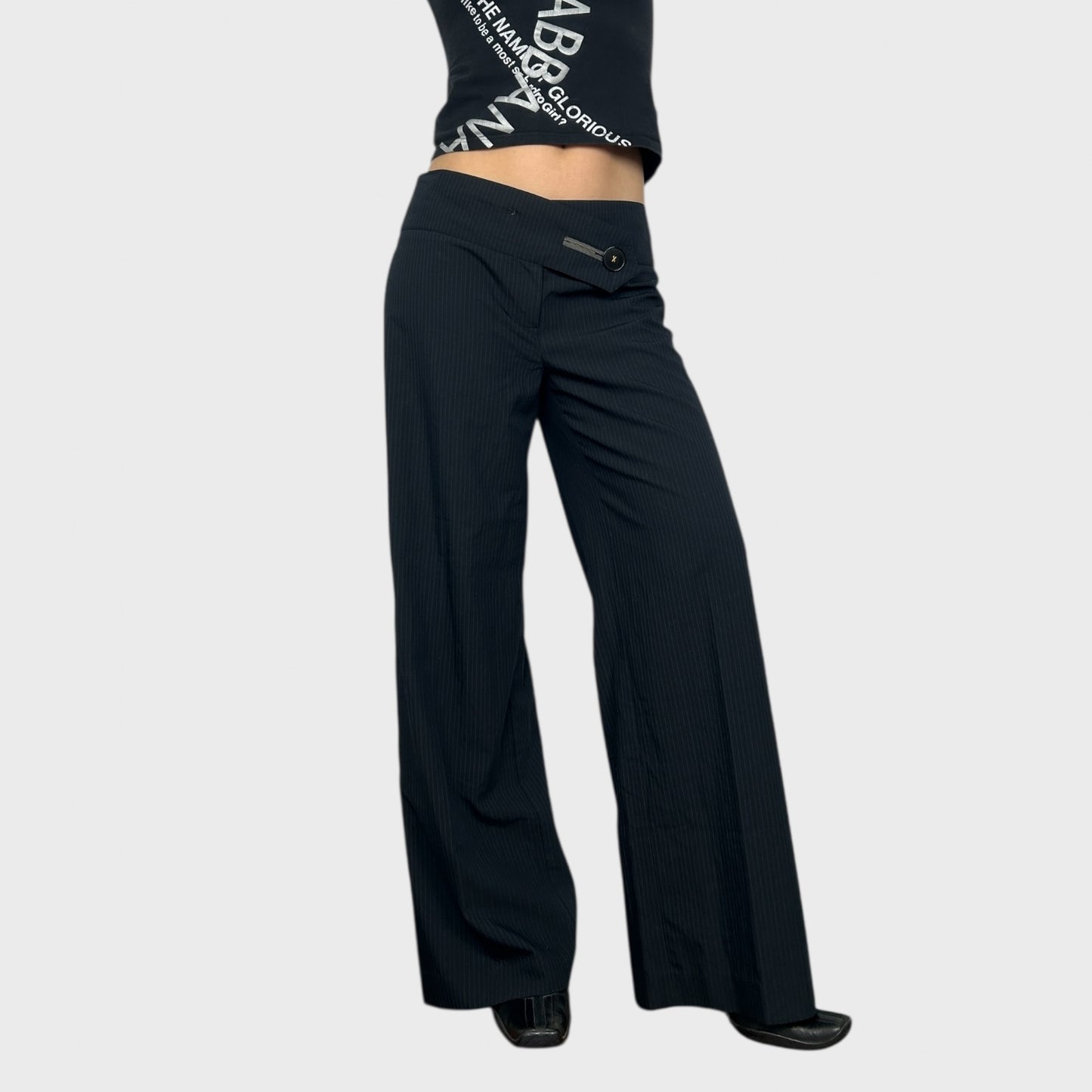 Cop Copine Pinstripe Wide Leg Trousers - M/L