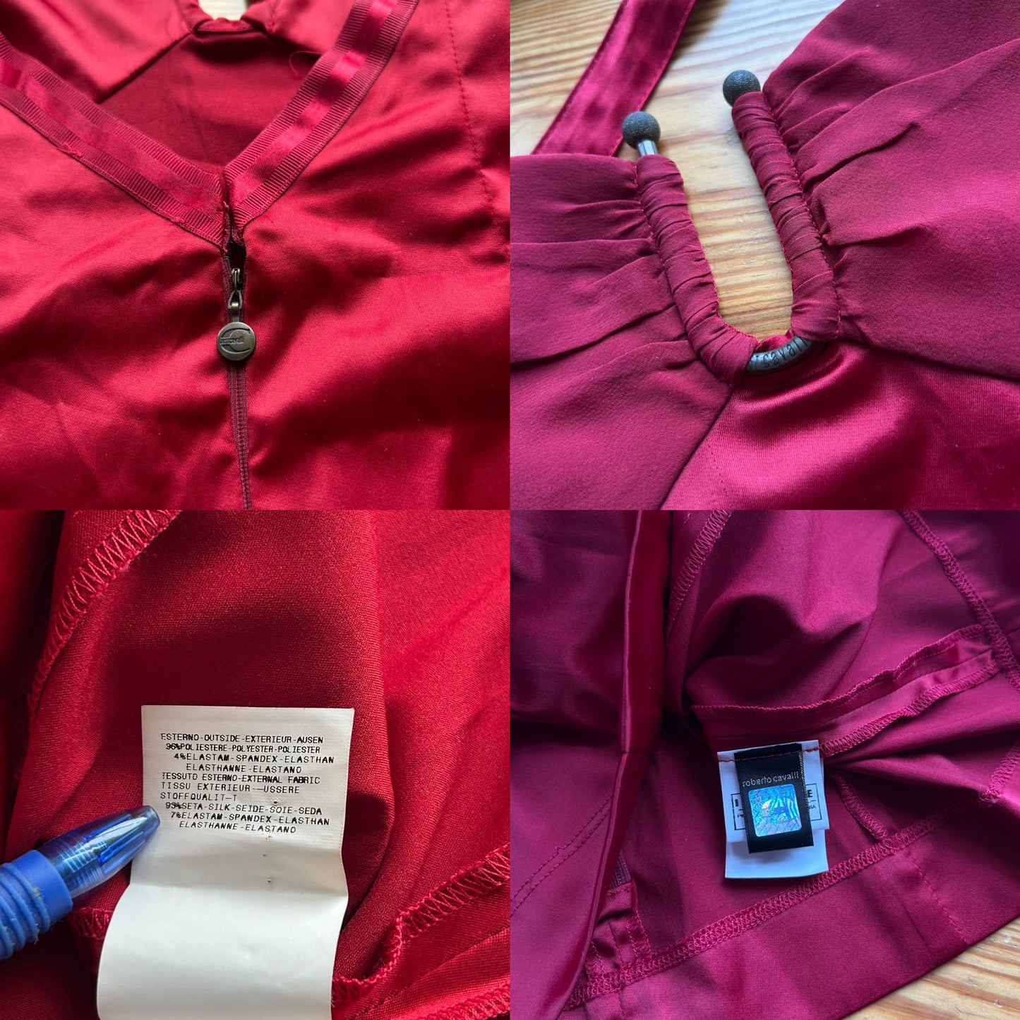 Roberto Cavalli Red Silk Halter Neck Top - M