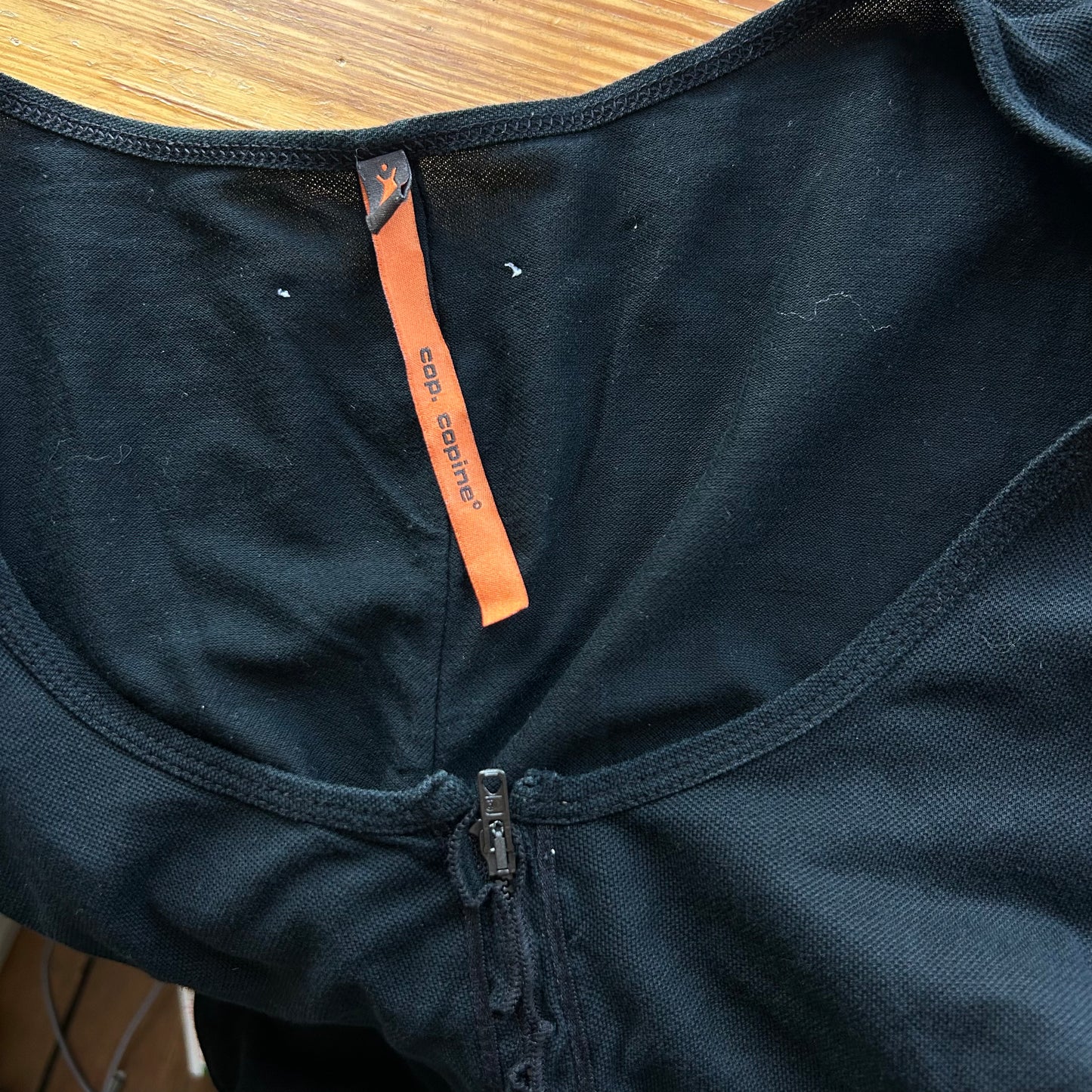 Cop Copine Black Ruched Double Zip Top - M