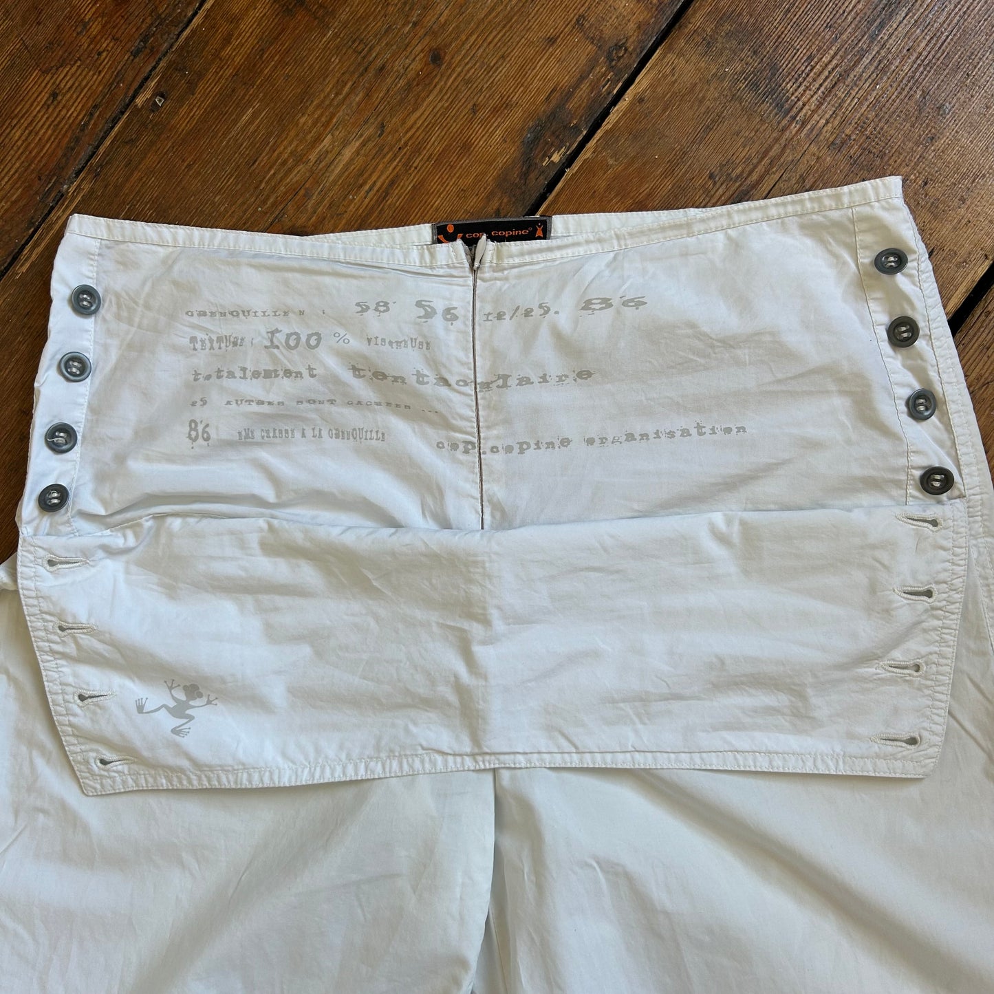 Cop Copine White Button Wide Leg Summer Trousers - M-L