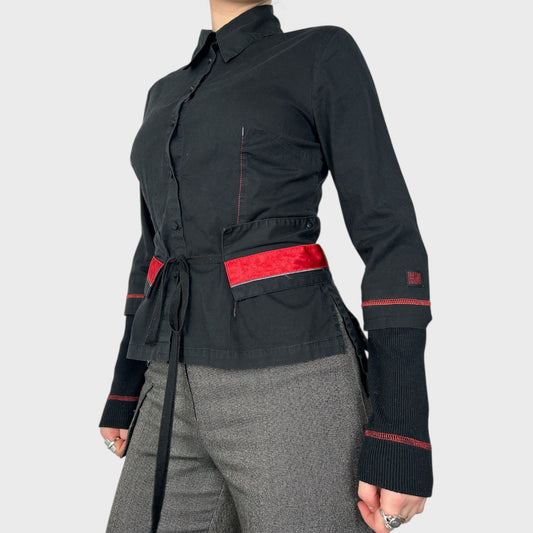 Cop Copine Button-Up Shirt with Belt Attachment - S