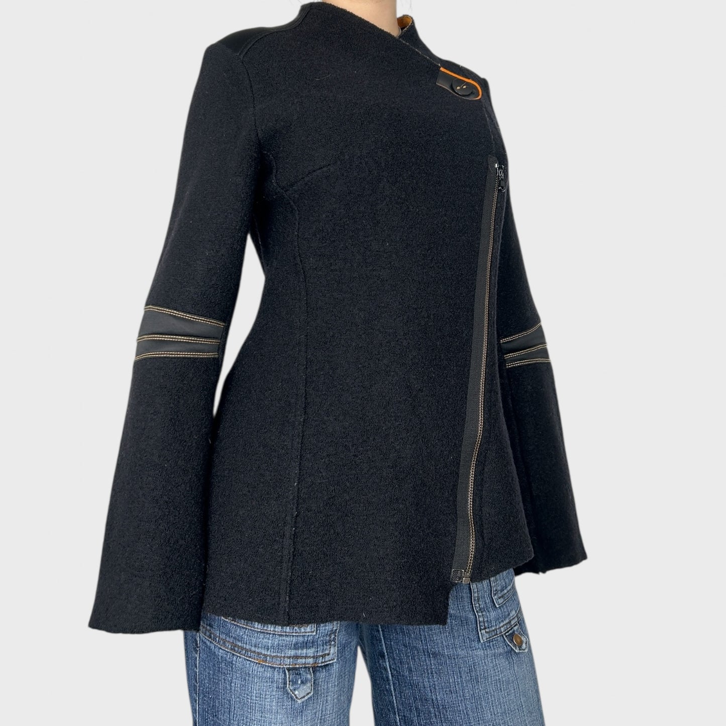 Cop Copine Asymmetric Zip Coat - L