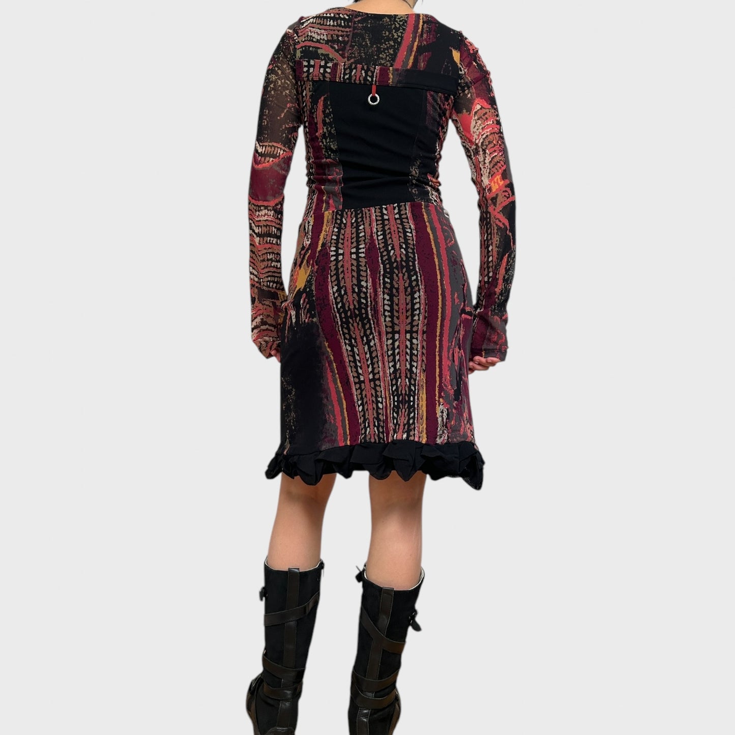 Save the Queen Graphic Print Mesh Zip-Up Dress