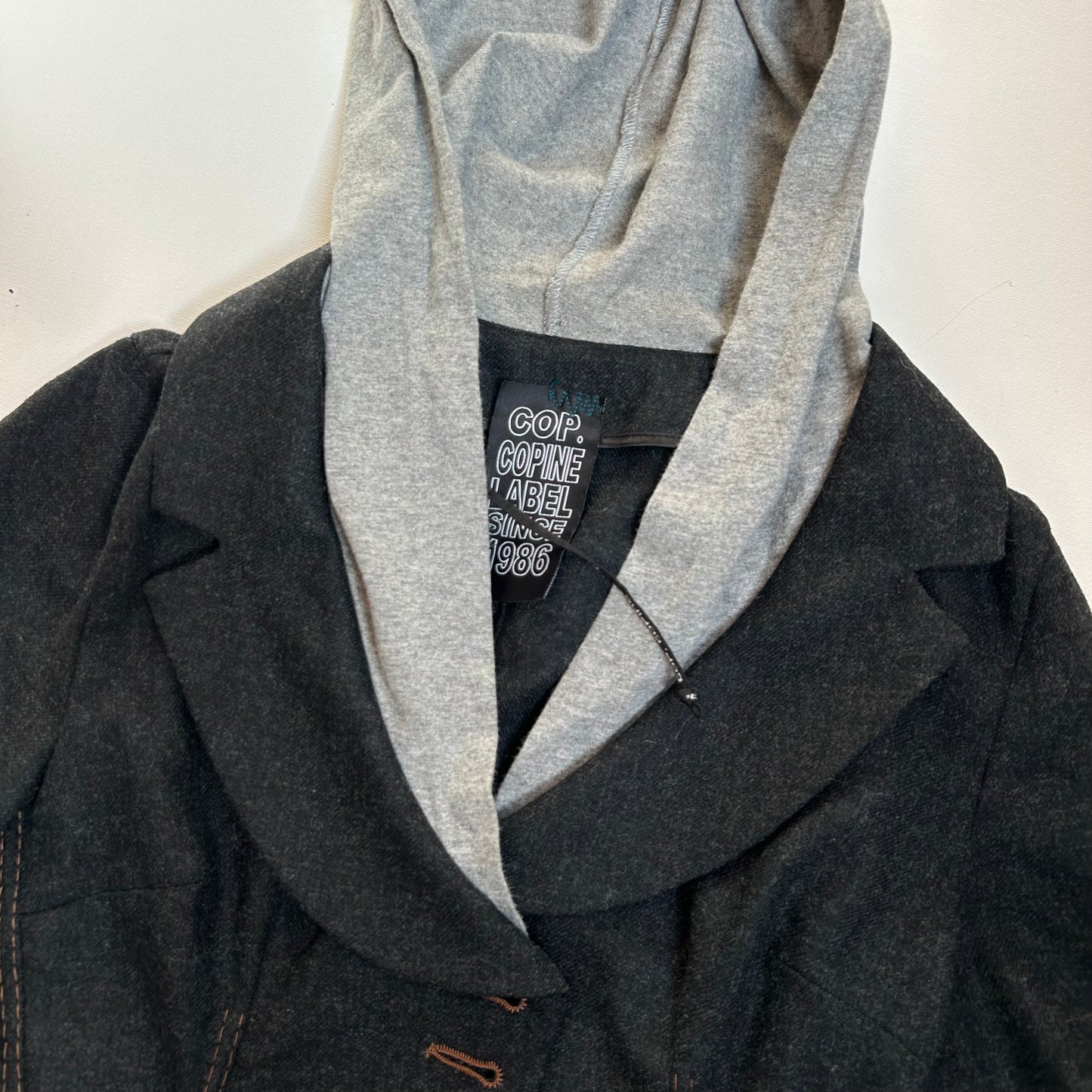 Cop Copine Structured Button-Up Jacket with Hood