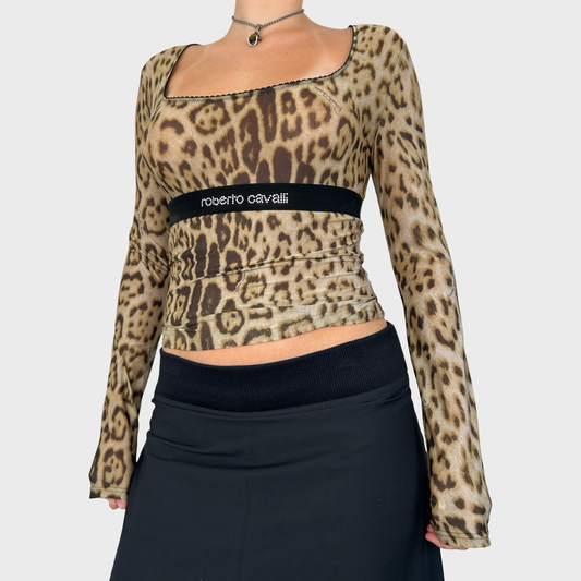Roberto Cavalli Leopard Print Long Sleeve Top - M/L