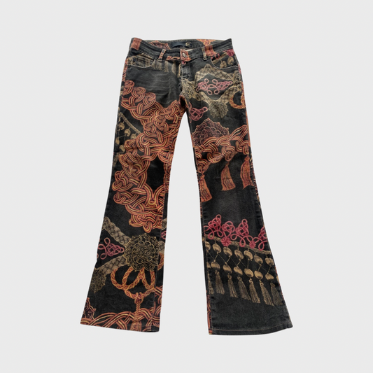 Rare Roberto Cavalli graphic print rope jeans