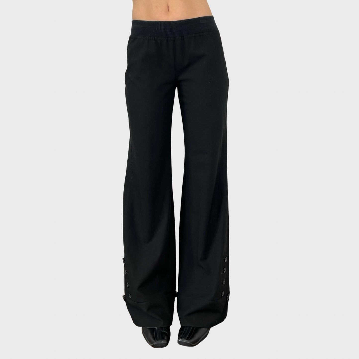Cop Copine Black Wide Leg Button Trousers - M