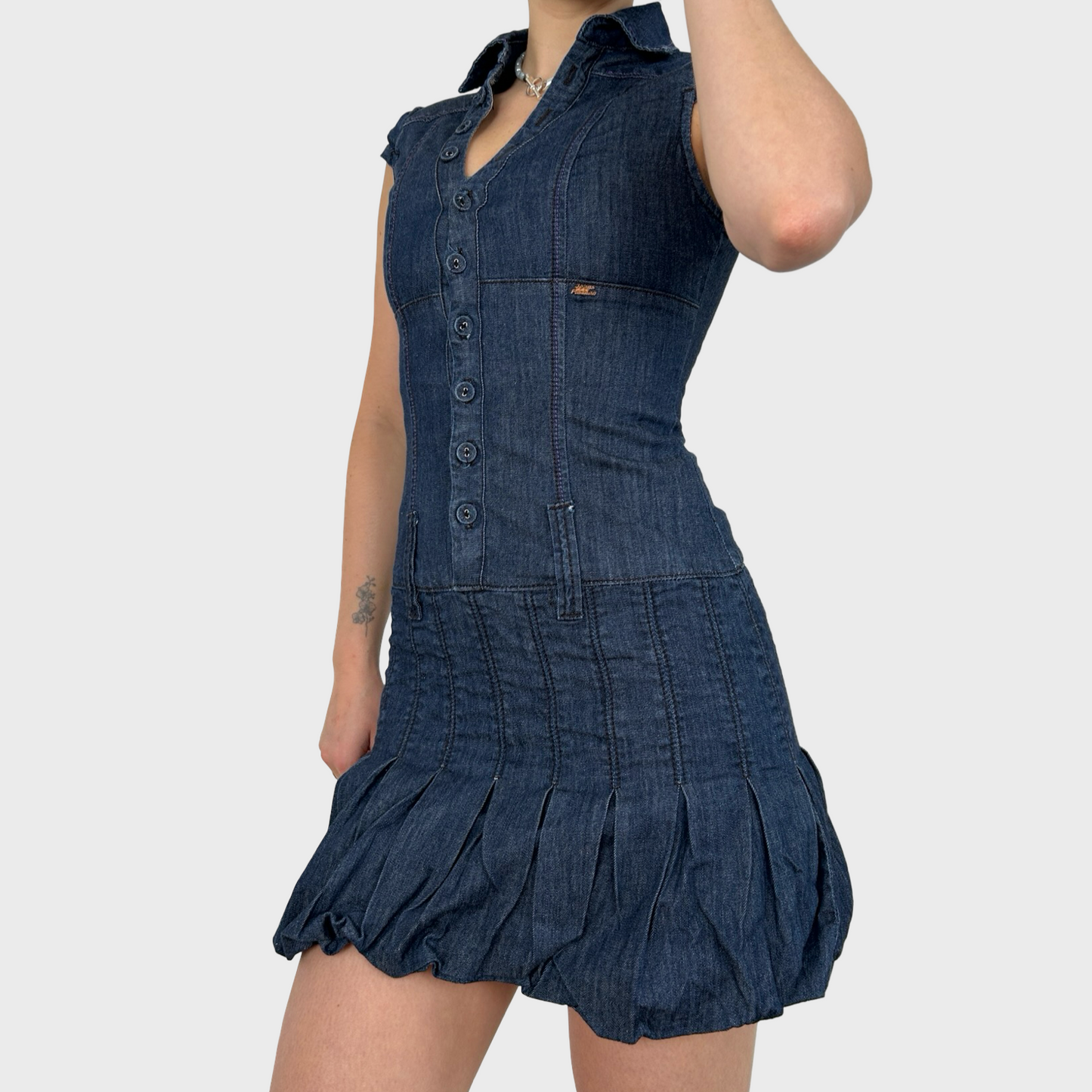 Vintage Denim Bubble Mini Dress - XS/S