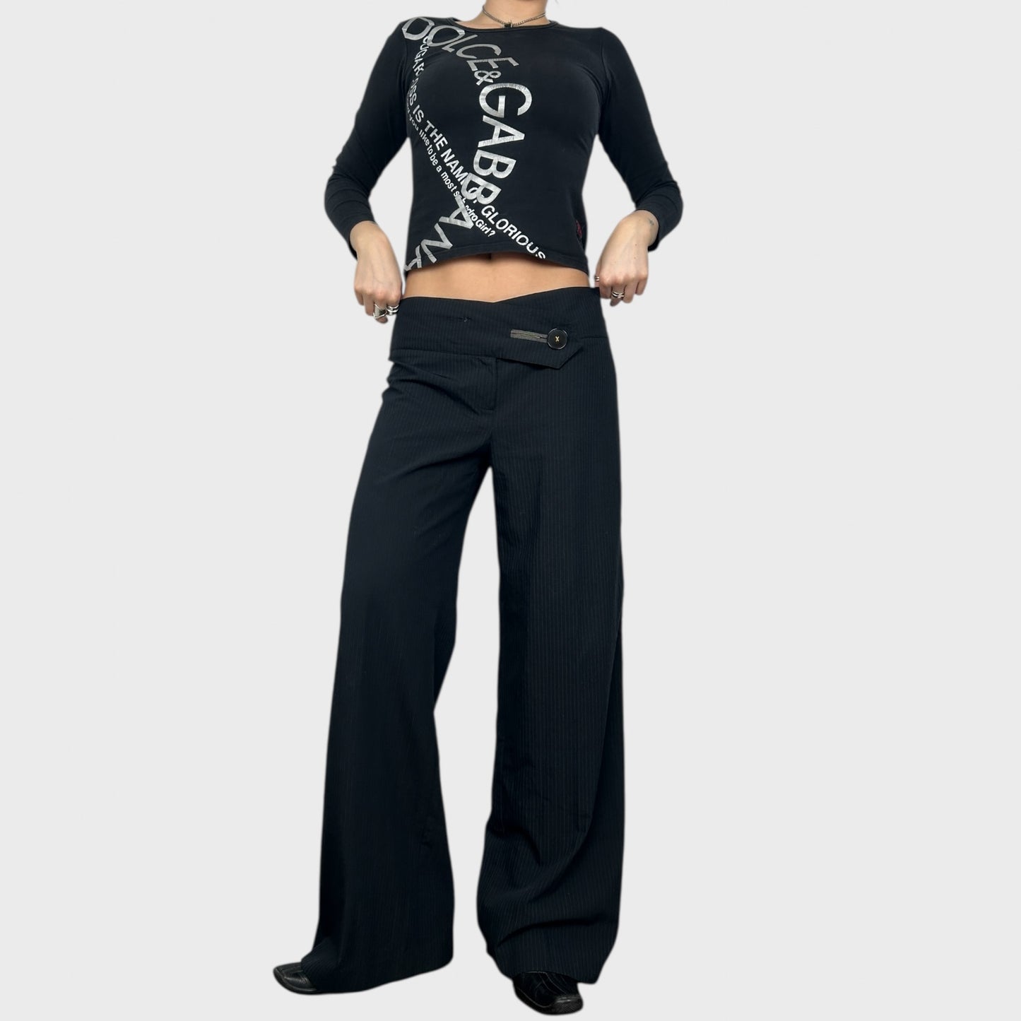 Cop Copine Pinstripe Wide Leg Trousers - M/L