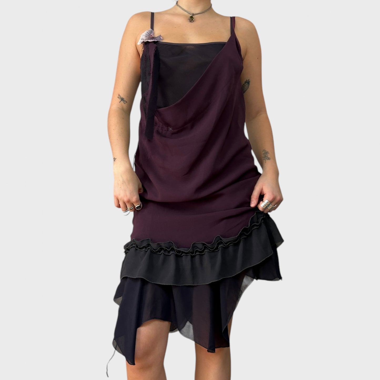 Cop Copine Purple Double Layered Ruffle Dress
