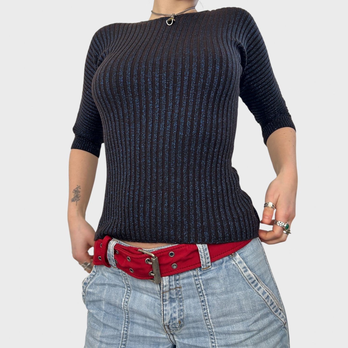 Dolce & Gabbana Shimmery Ribbed Knit Top - S