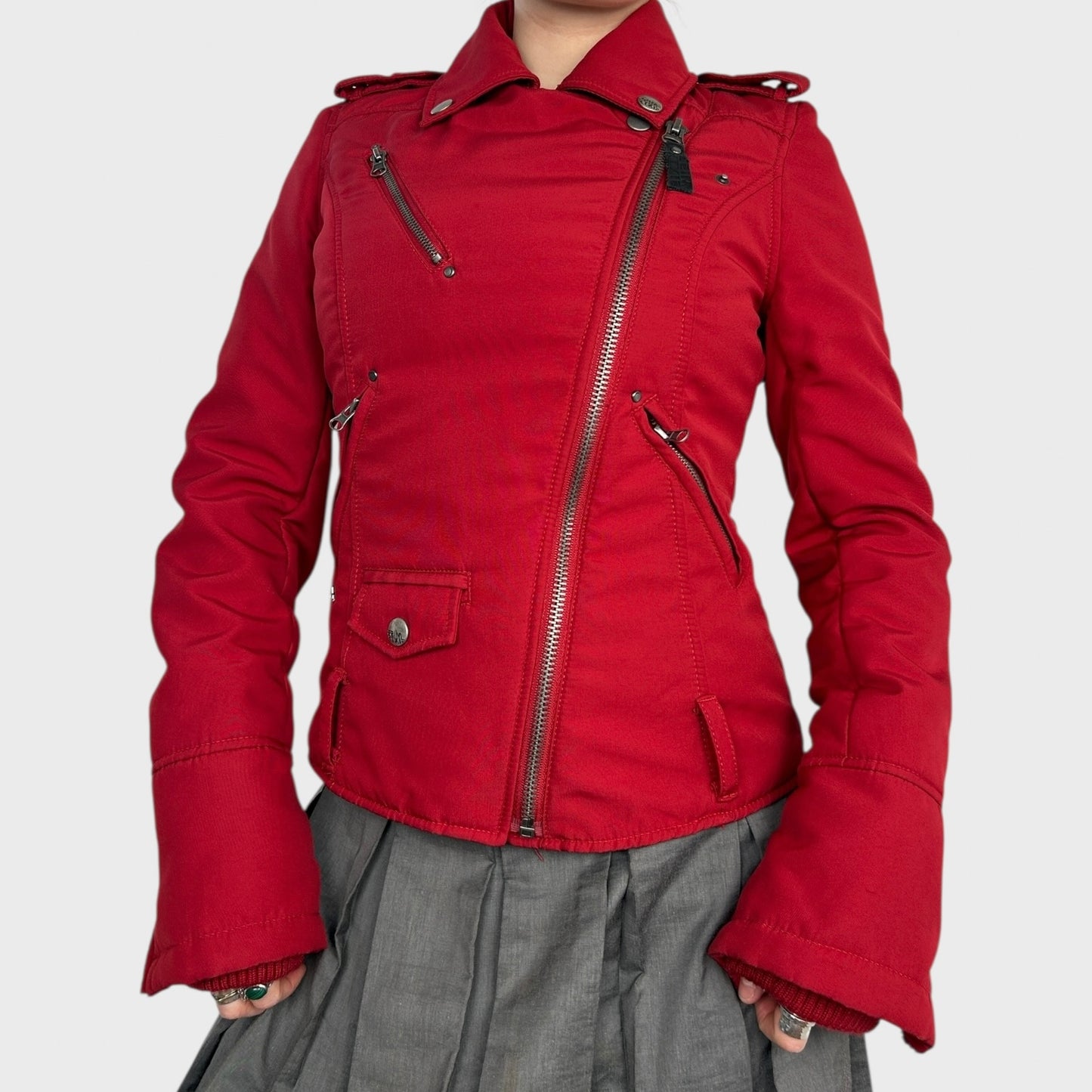 Miss Sixty Red Asymmetric Zip Coat - S