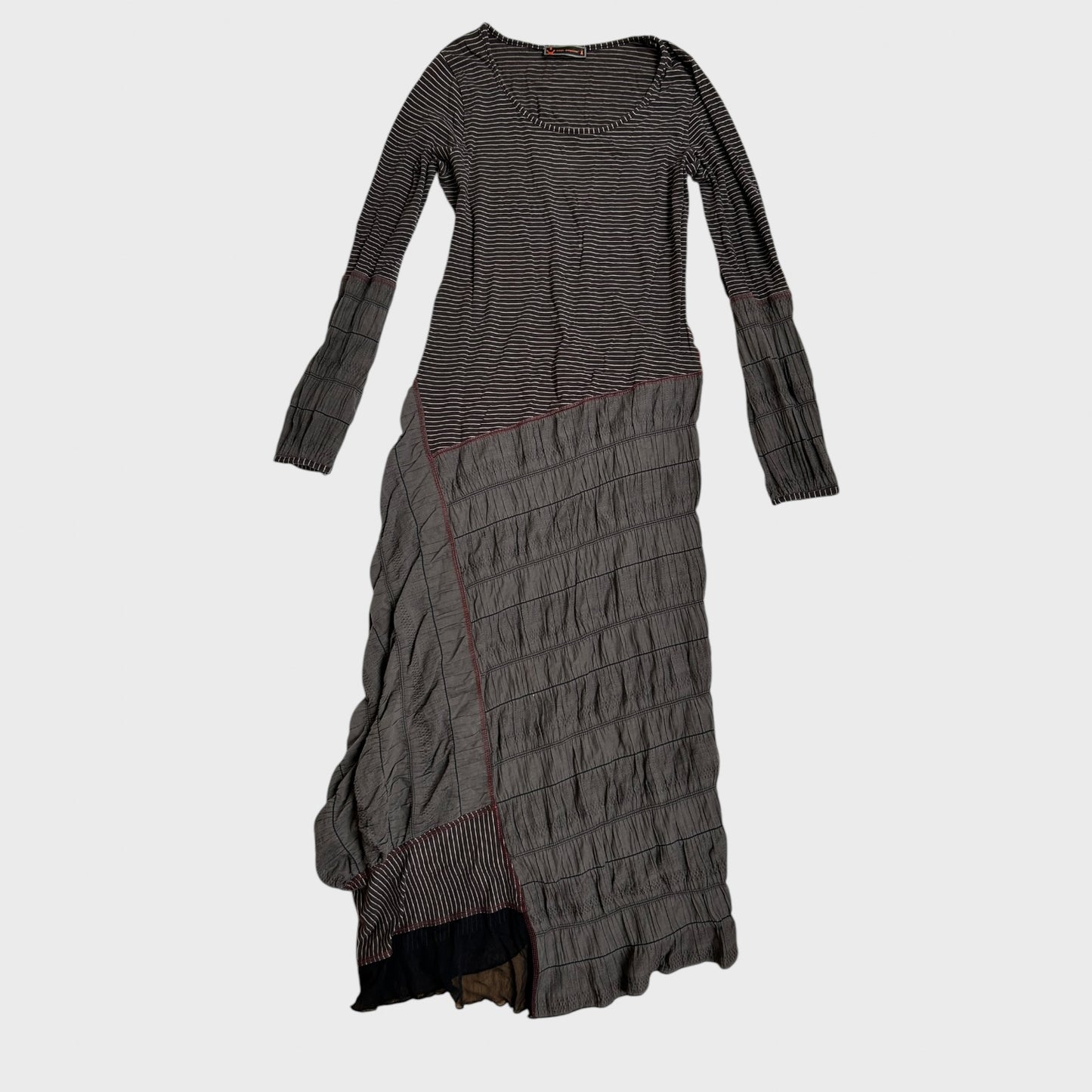 Vintage Cop Copine Striped Ruched Maxi Dress