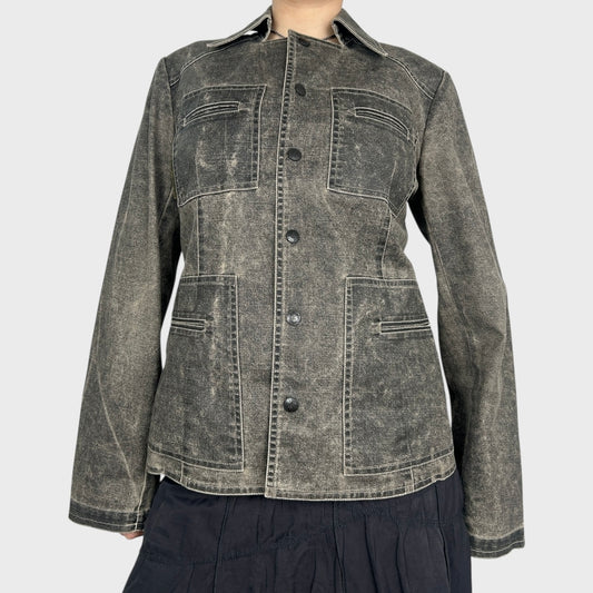 Cop Copine Grey Washed Denim Look Button Jacket - M/L