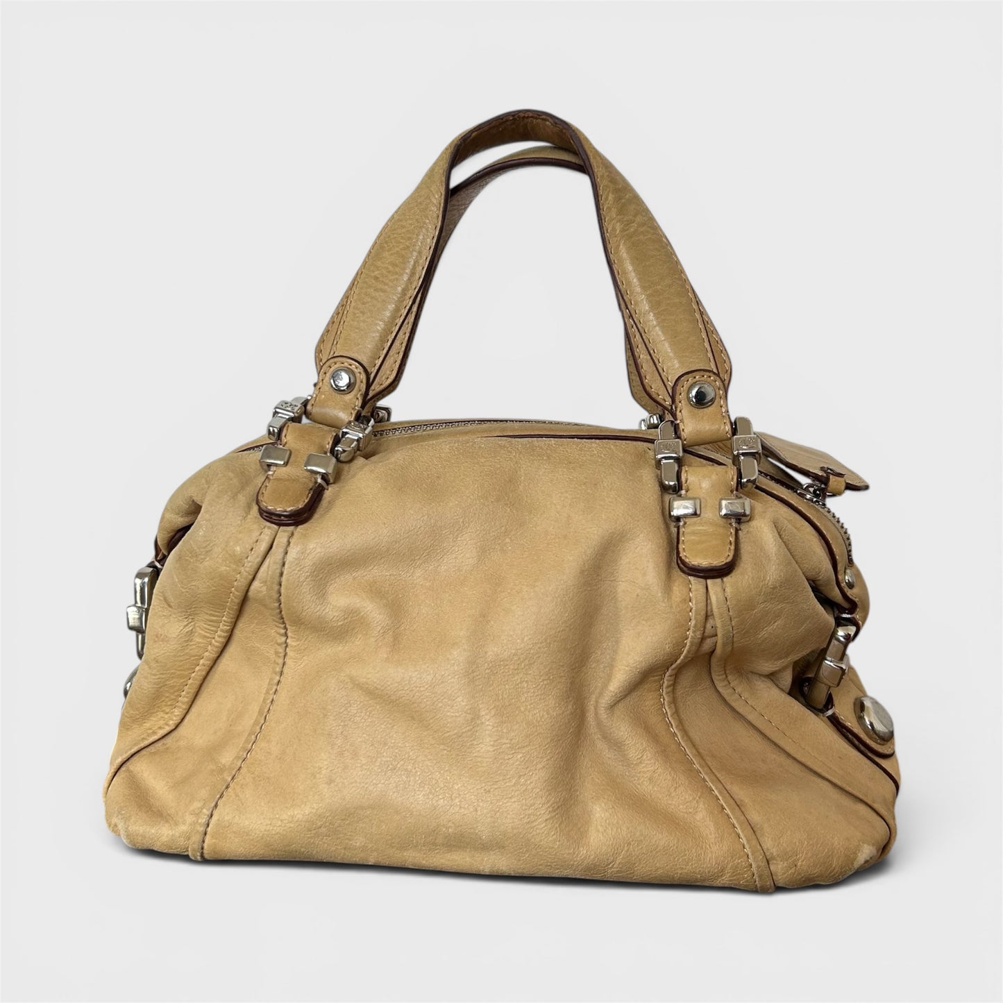 Roberto Cavalli Tan Leather Handbag