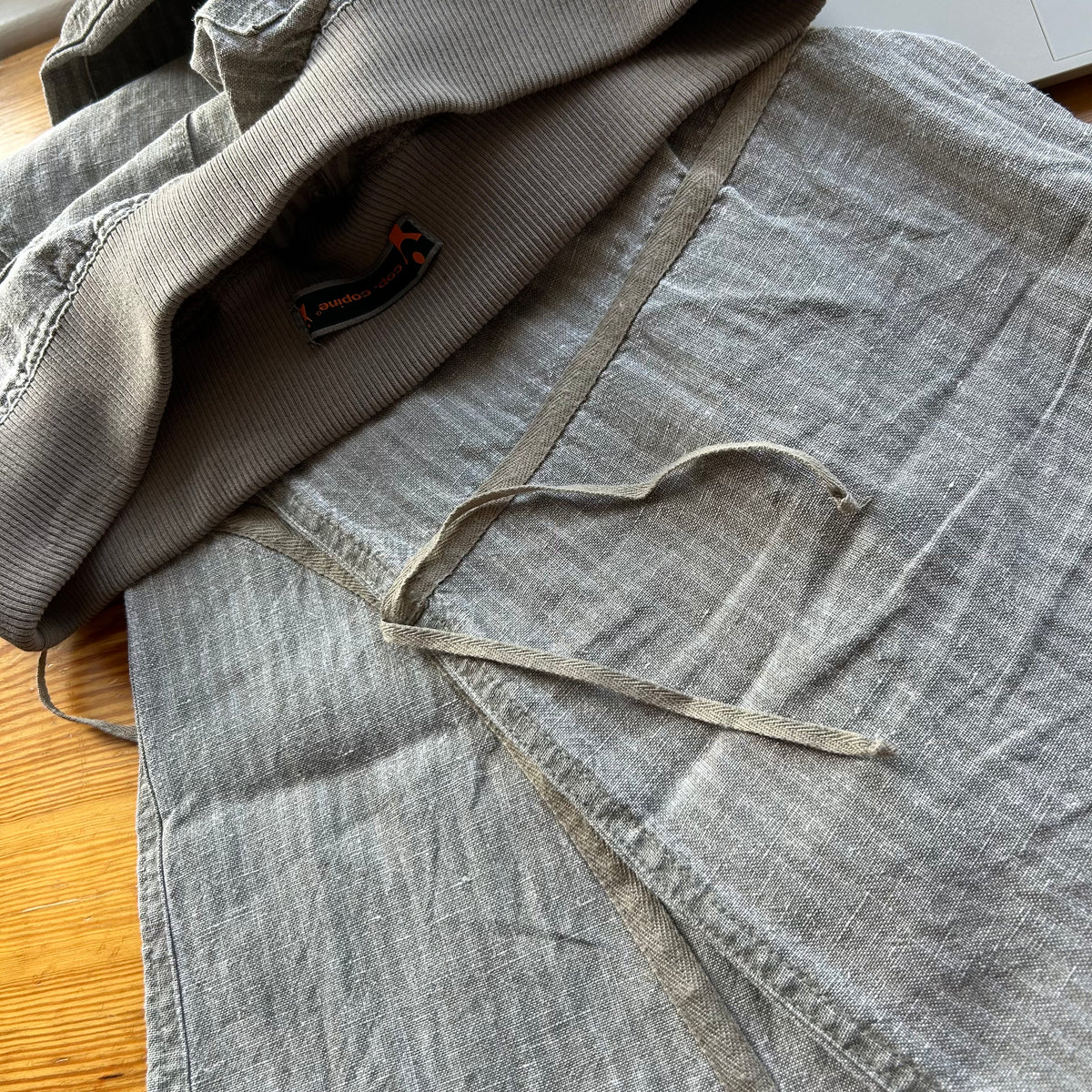 Cop Copine Grey Striped Linen Trousers - S