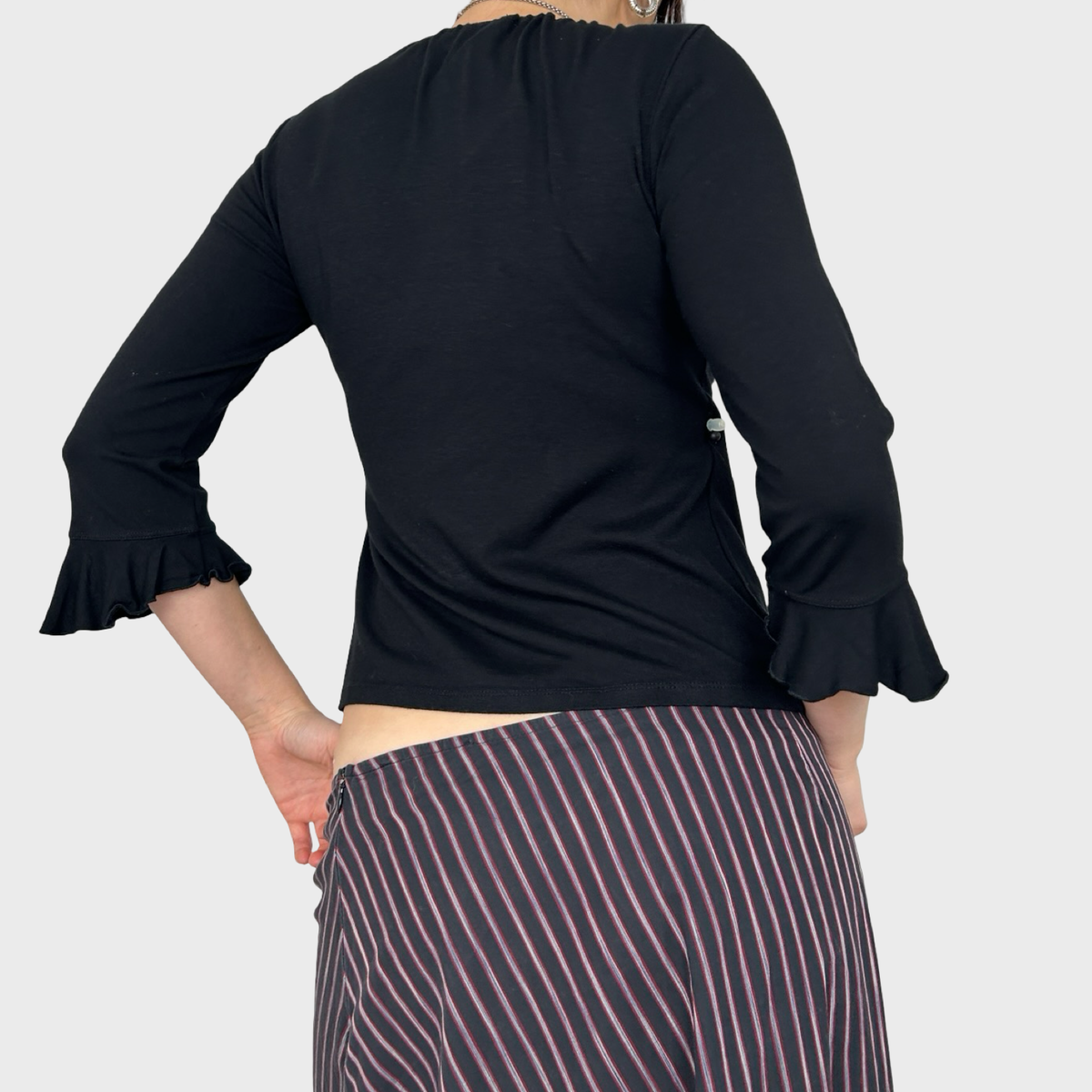 Cop Copine Black Slinky Toggle Tie Side Top - M