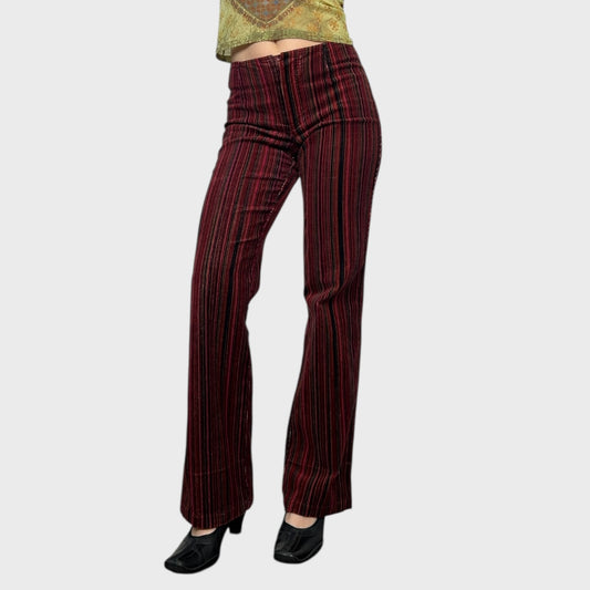 Vintage Burgundy Striped Corduroy Trousers - S