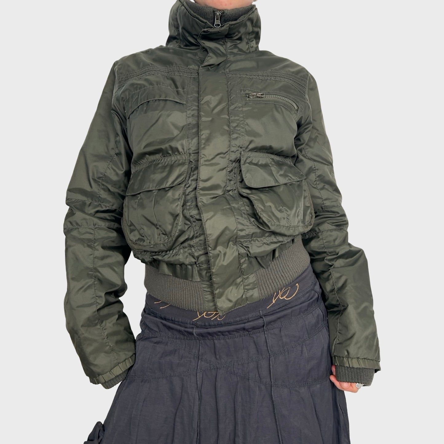 Vintage Khaki Bomber Jacket - M