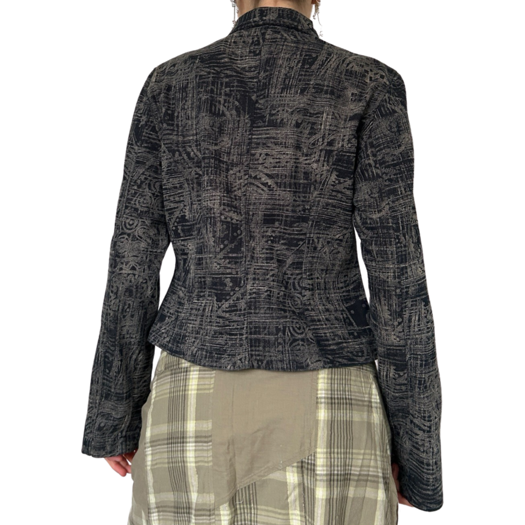 Vintage abstract denim zip up jacket