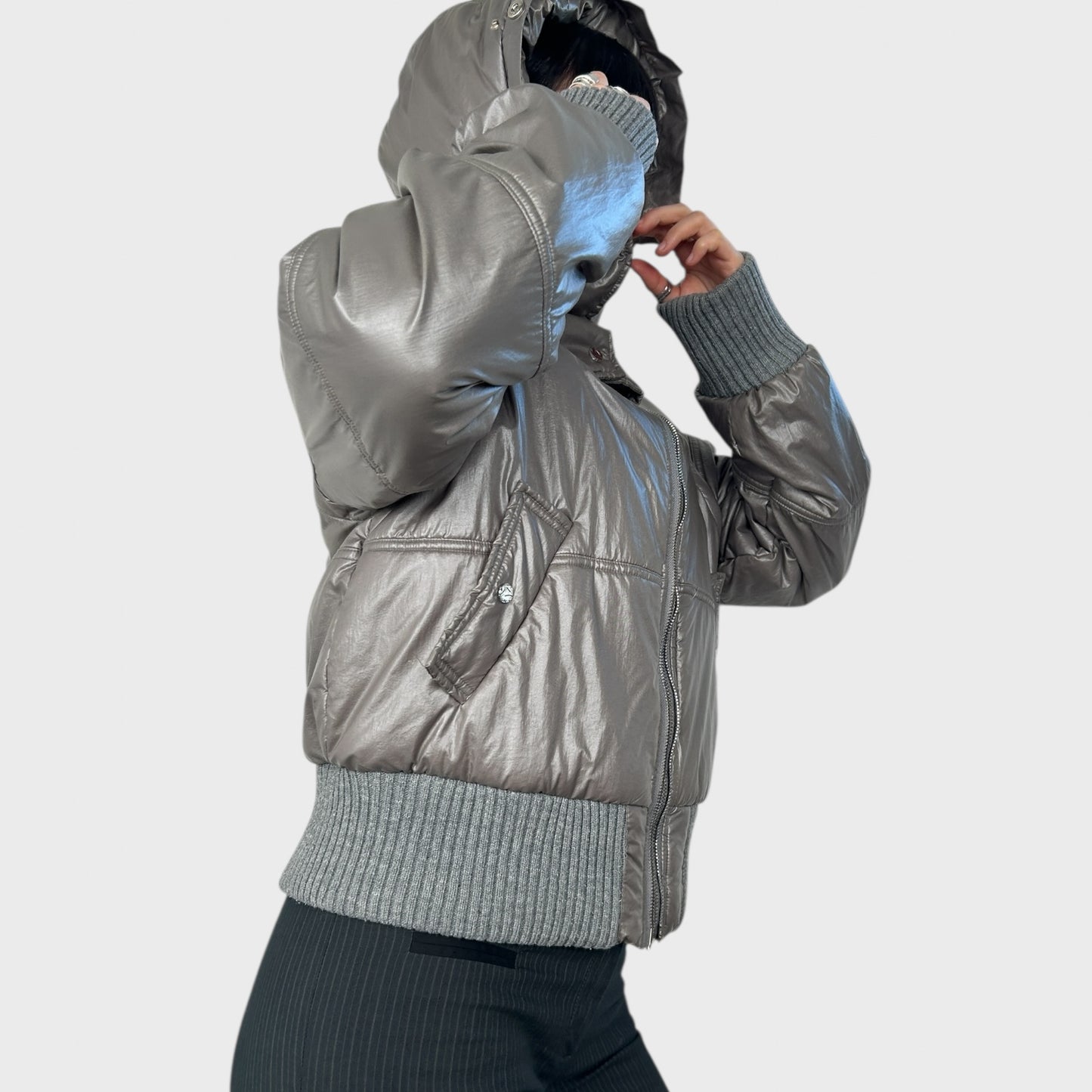 Vintage Silver Bomber Jacket - M/L