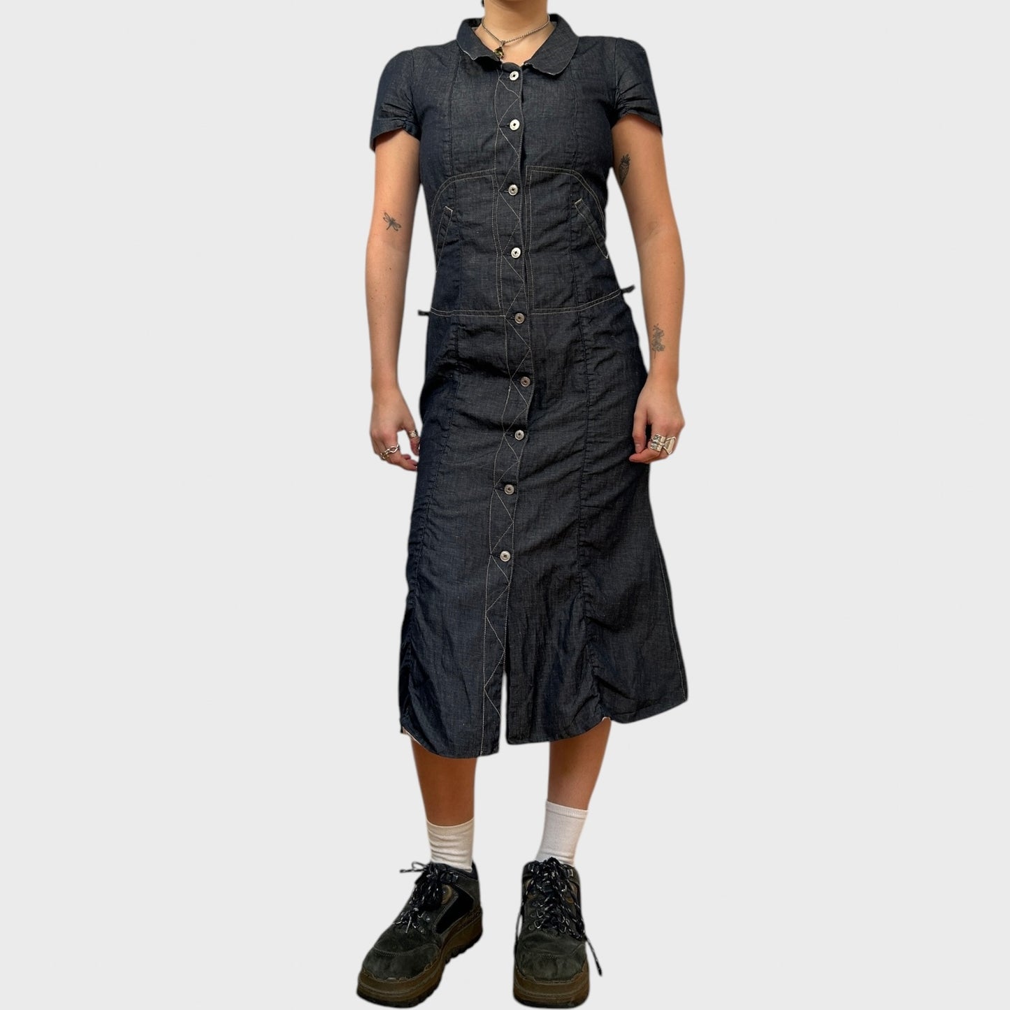 Denim Look Button-Up Midi Dress