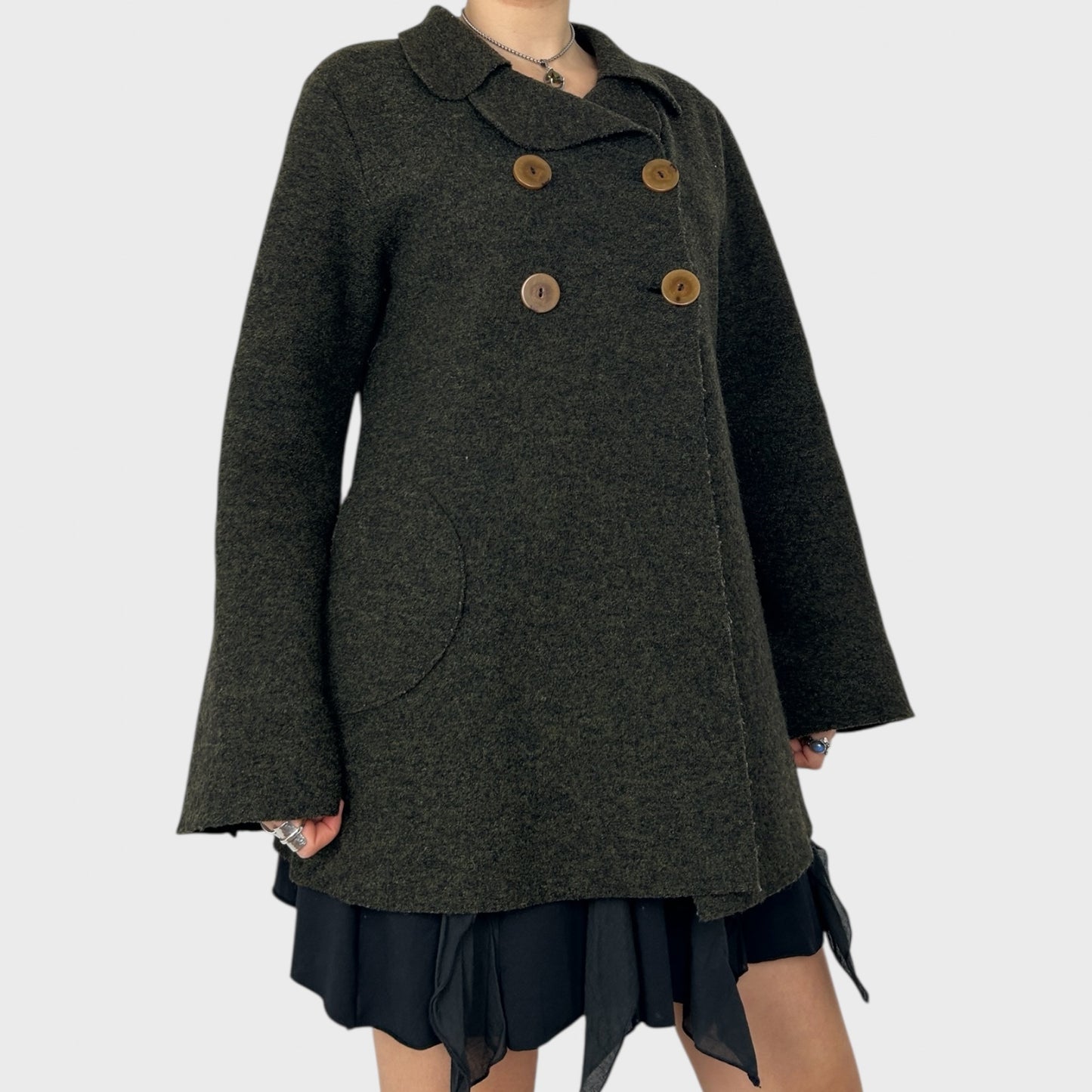 Cop Copine Forest Green Wool Peacoat - M