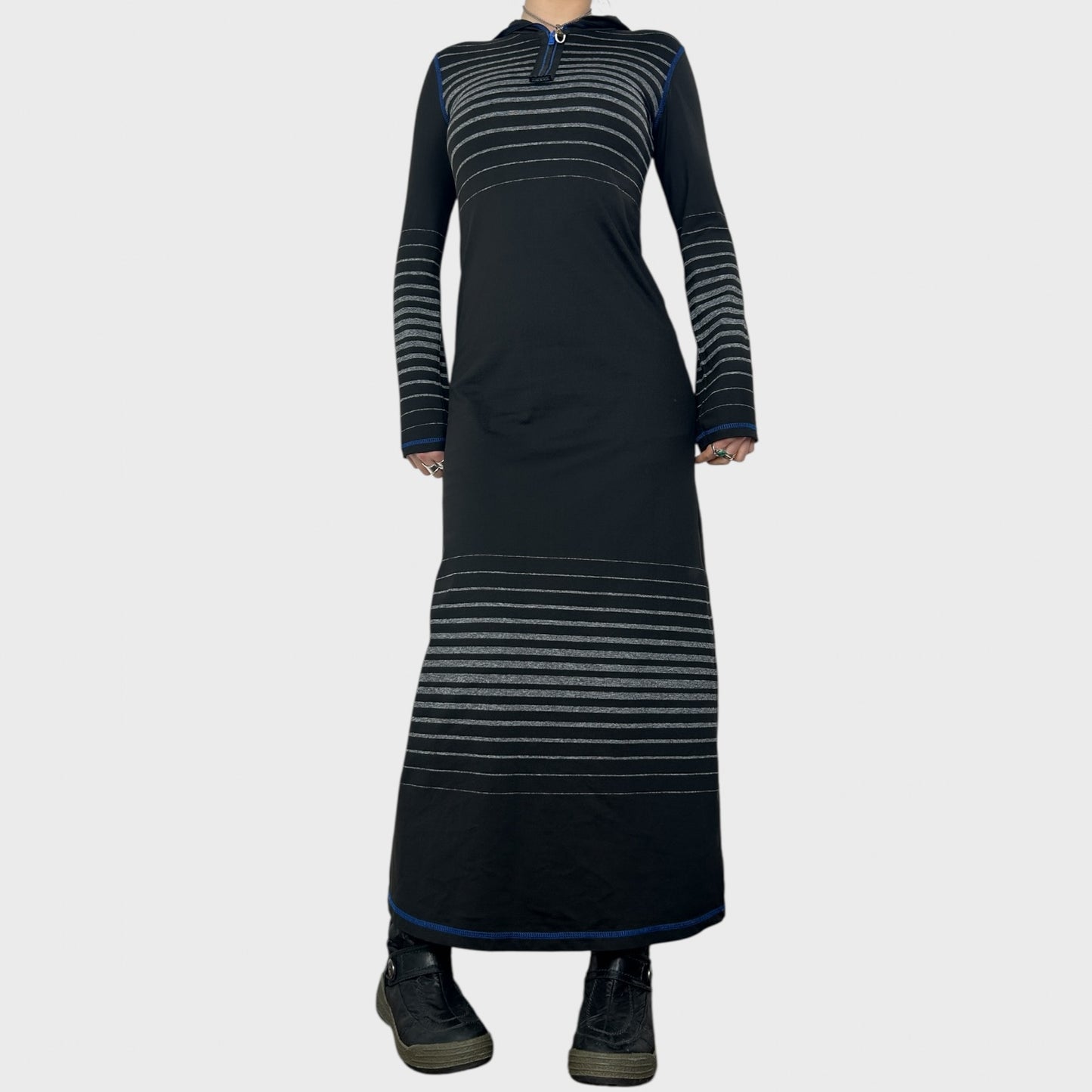 Cop Copine Striped Hooded Maxi Dress - S