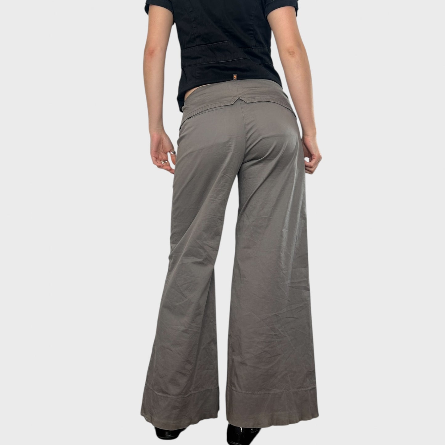 Cop Copine Grey Wide-Leg Trousers - Size M