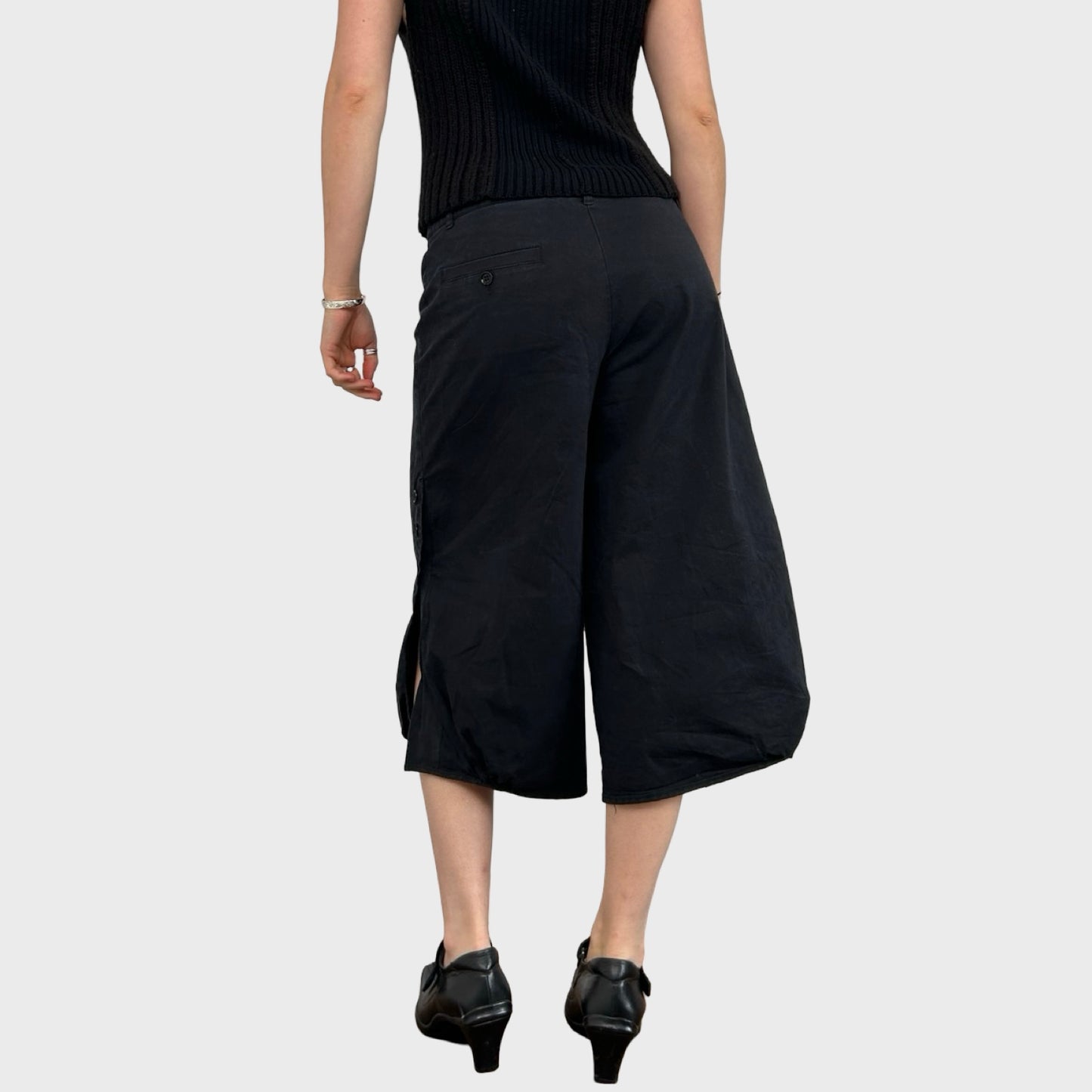 Cop Copine Wide Leg Button Capri Pants - L