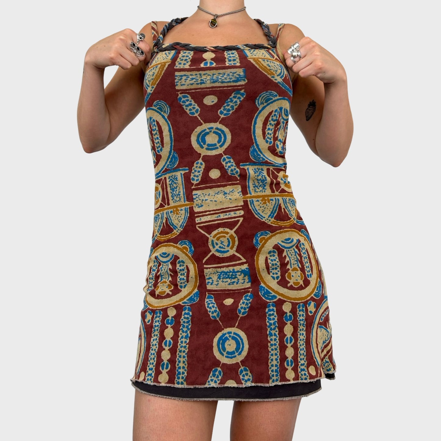 Save The Queen Graphic Mesh Mini Dress - S/M