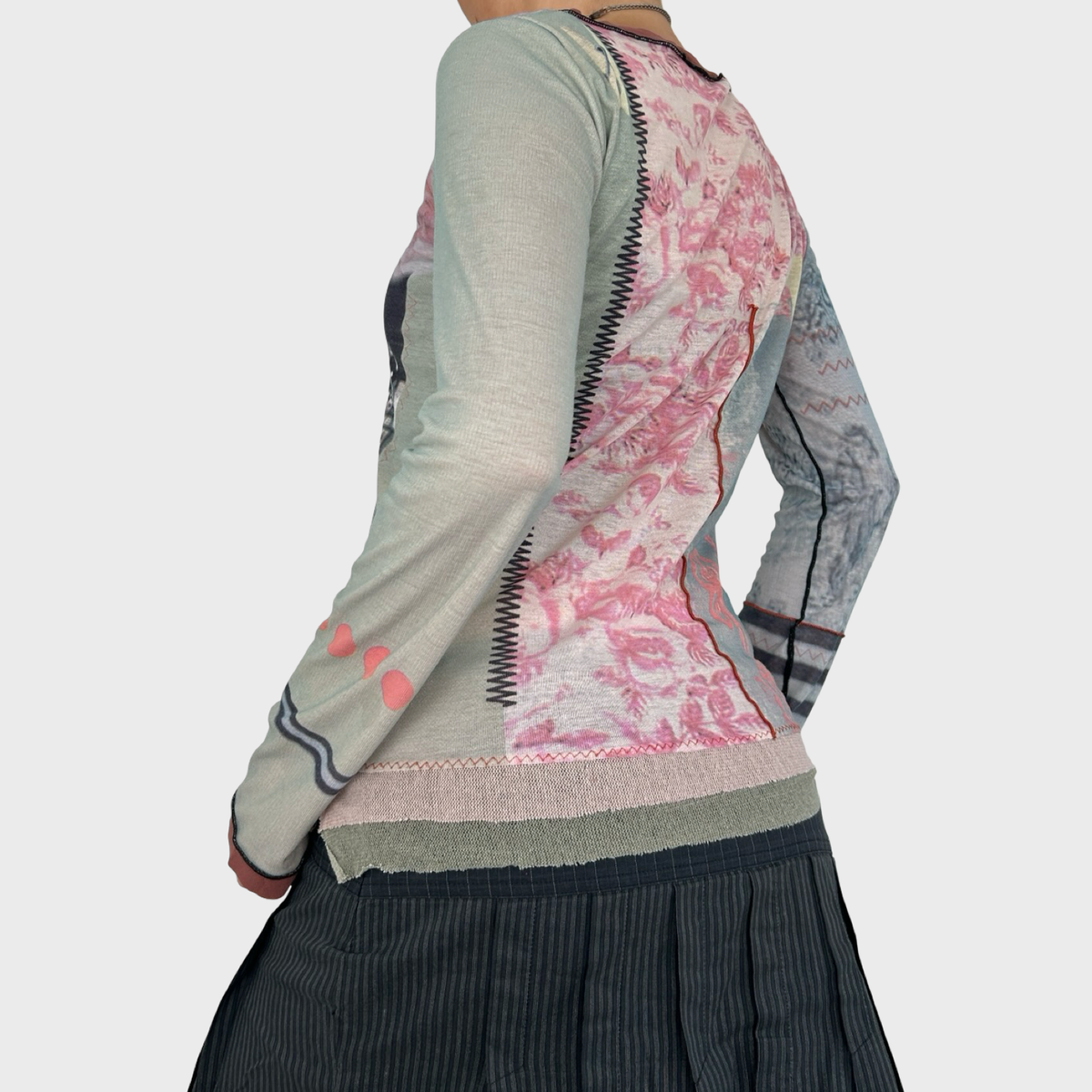 Cop Copine Graphic Mesh Long Sleeve Top - M