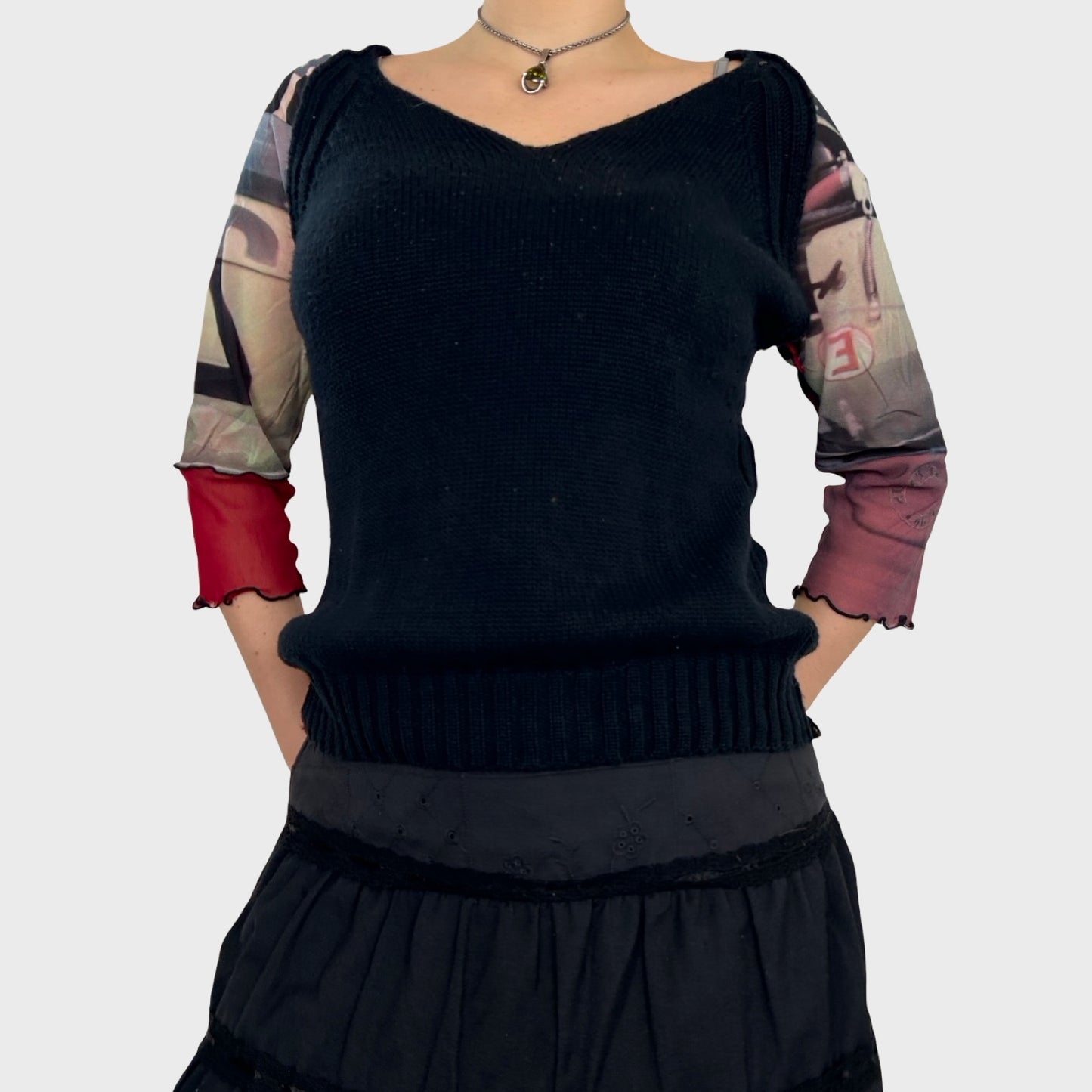 Cop Copine Bi-Material Knit Top - M