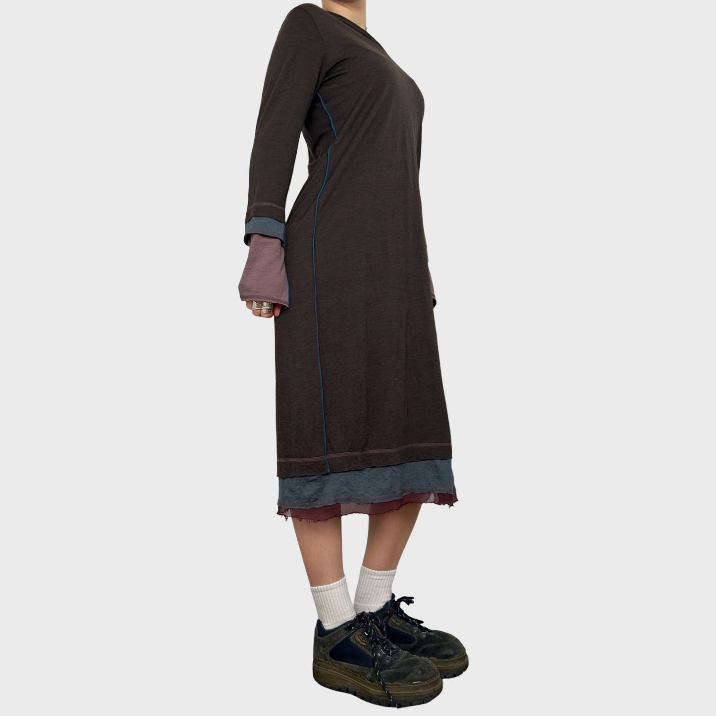 Cop Copine Brown Hooded Maxi Dress - L