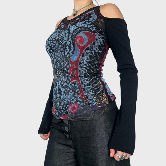 Save The Queen Graphic Mesh Long Sleeve - M