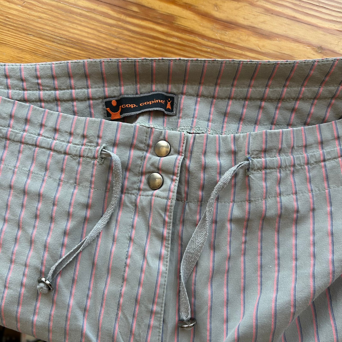 Cop Copine Grey & Pink Stripe Capri Trousers - M