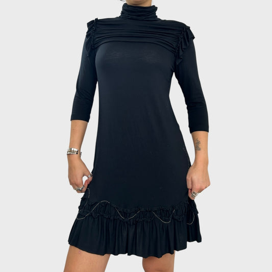 Cop Copine Ruched Ruffle Midi Dress - S/M