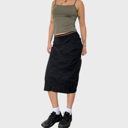 Cop Copine Black Ruched Midi Skirt - Size M